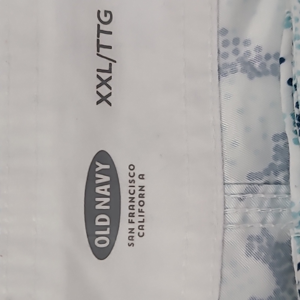 OLD NAVY Swim Trunks XXL Velcro pocket White & Blue - Picture 4 of 7